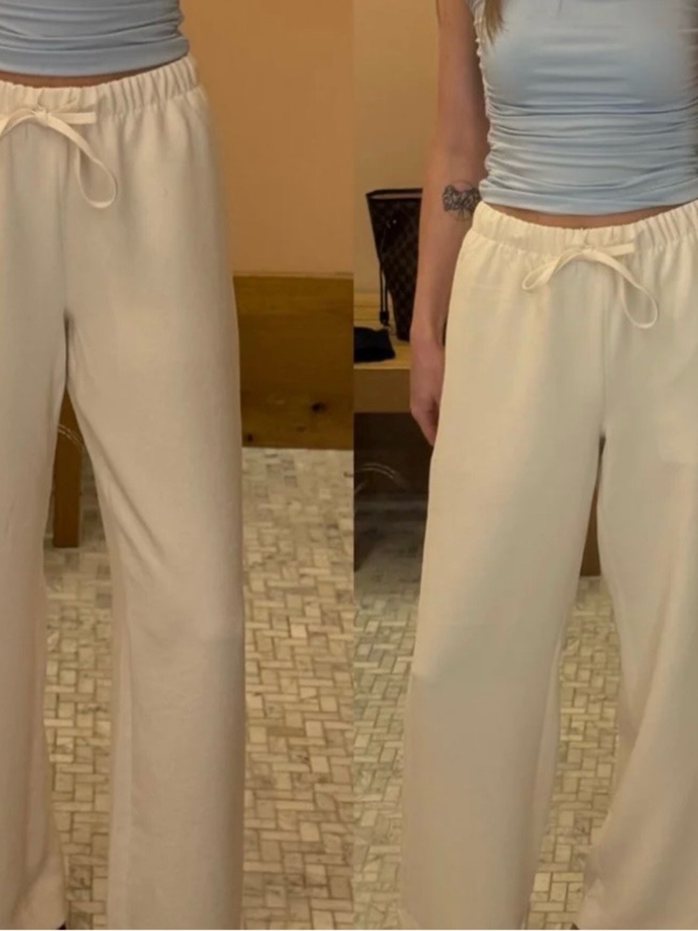 Aritzia The Lodge Pant Crepette, Light Birch, XS Short - Picture 3 of 3